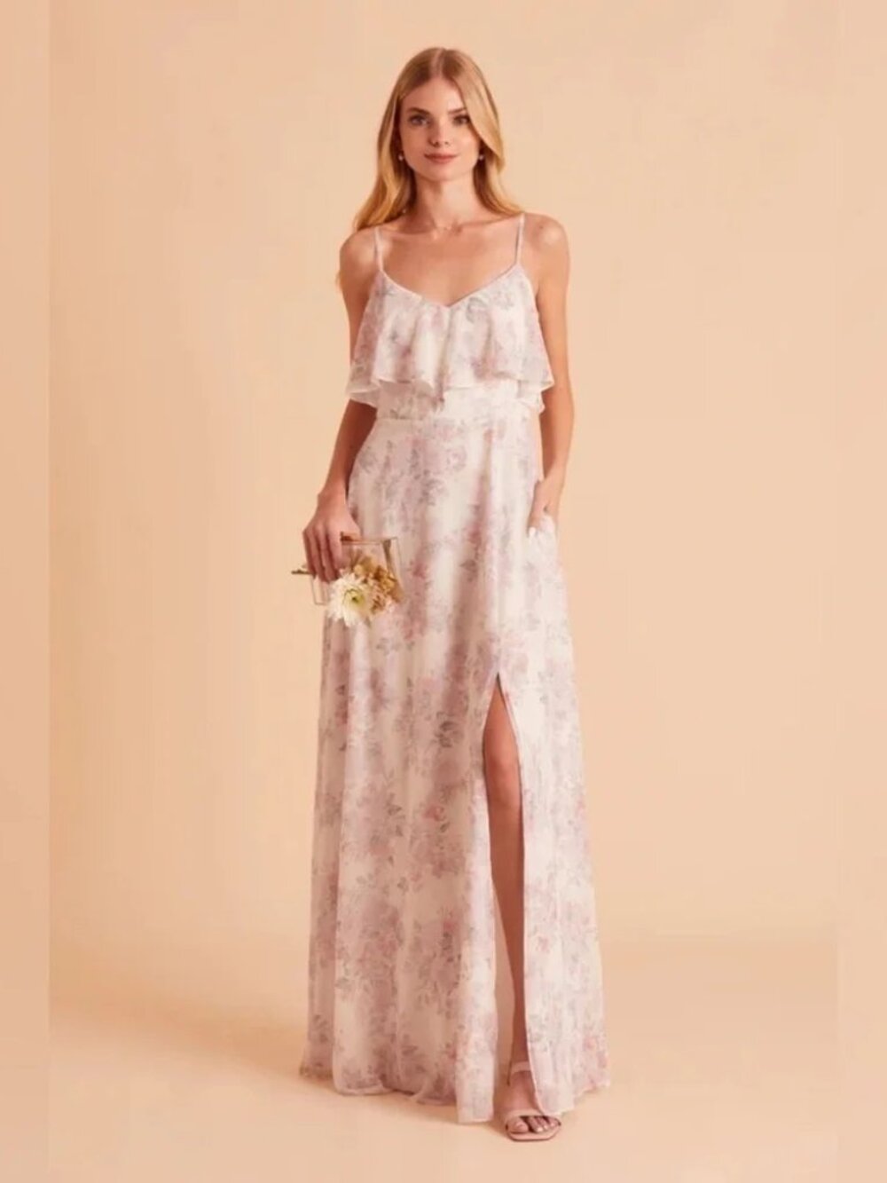 Birdy Grey Jane Convertible Bridesmaid Dress in Chiffon Blush Bouquet Size S